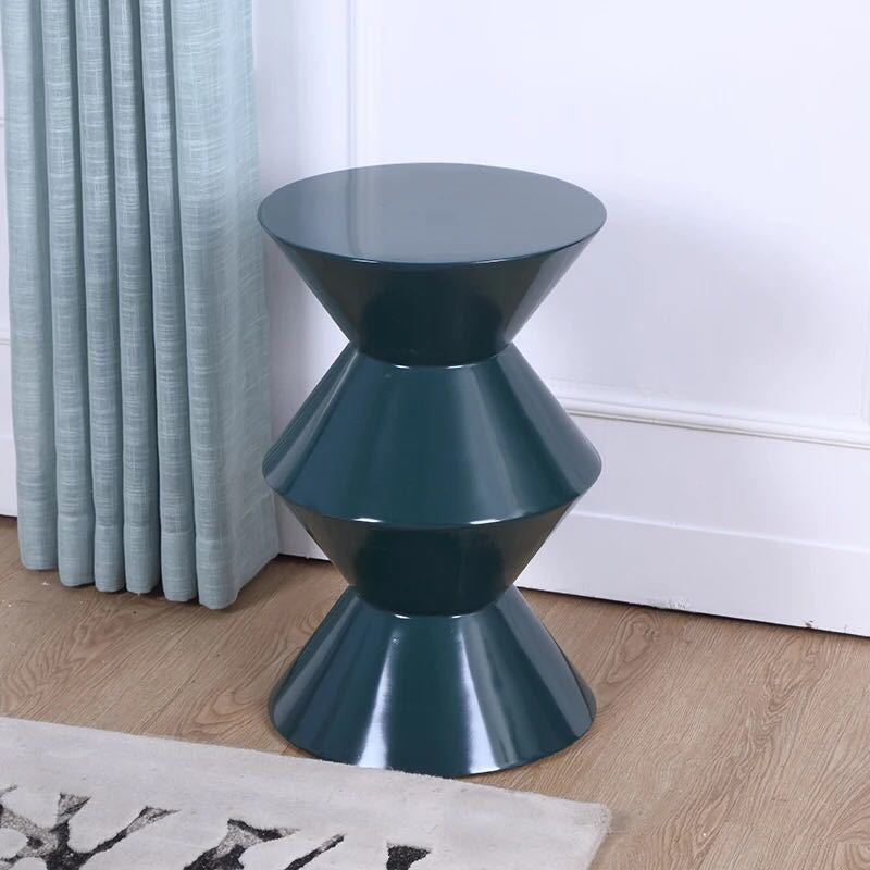 Round Solid FRP Top Side Table 17.7"/20.8"Tall Pedestal End Table