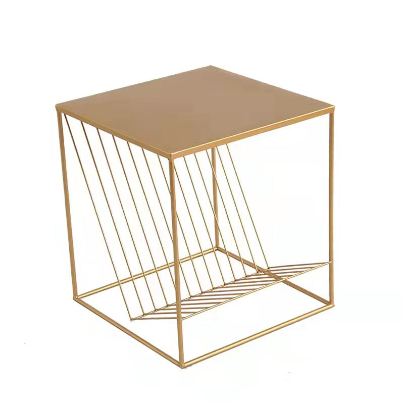 19.6" Tall Square Side Table Frame Ironcraft End Table with Magazine Holder