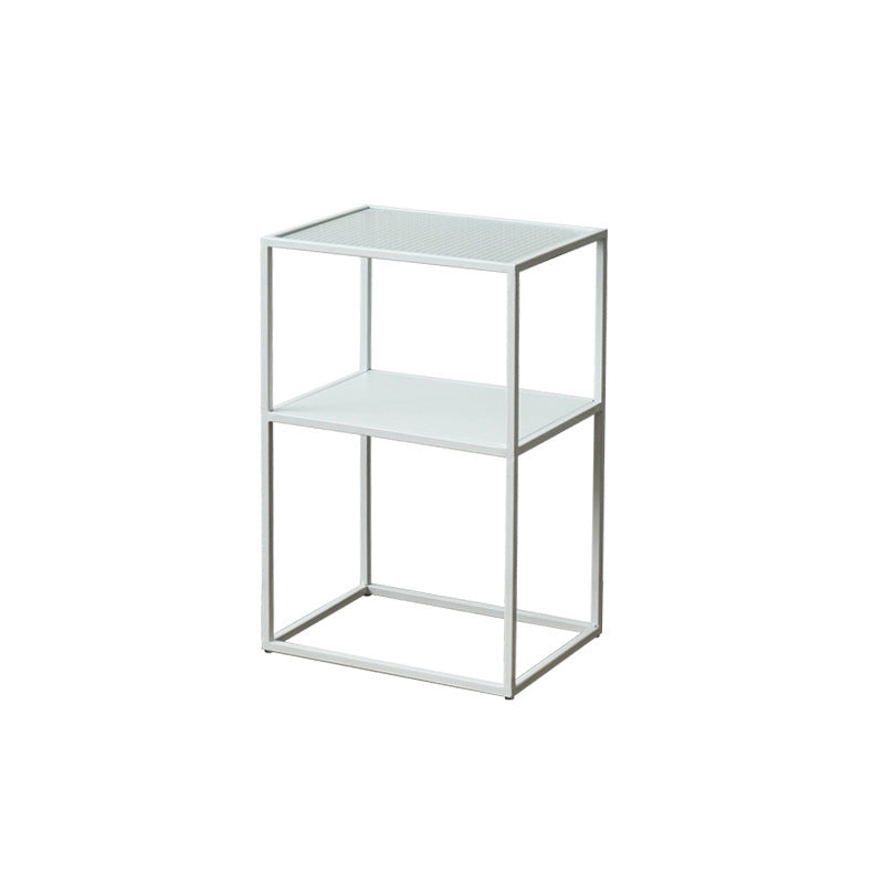 23.6" Tall Ironcraft Frame End Table Glass Rectangular Top Side Table with Shelf