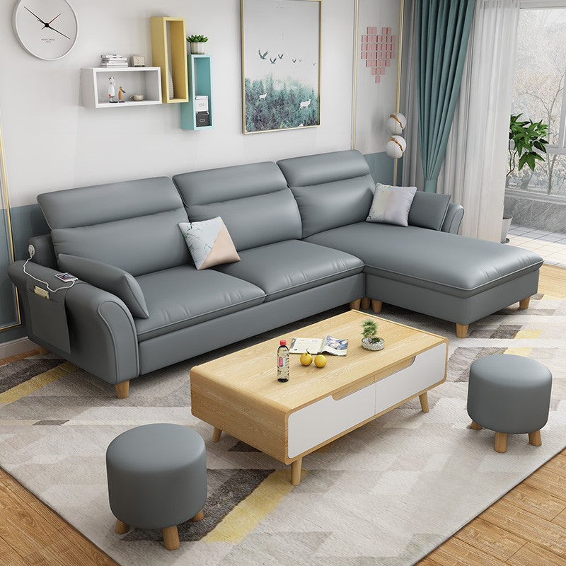 Flared Arms Sofa with Ottoman Included and Storage for 3 People