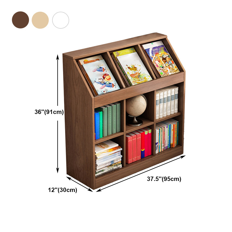 Wooden Bookshelf Modern Home Office Bookcase with Rectangle Shelves