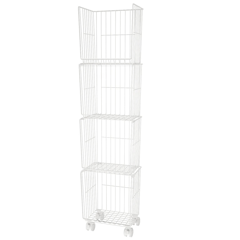 Modern Style Bookshelf Closed Back Metal Bookcase with Caster Wheels for Home Use