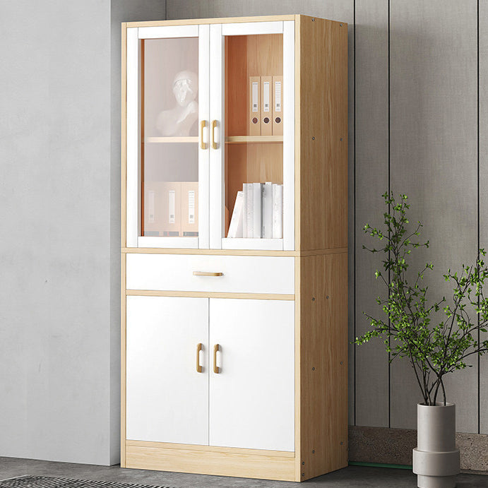 Contemporary Shelf Bookcase with Doors Vertical Bookshelf for Study Room