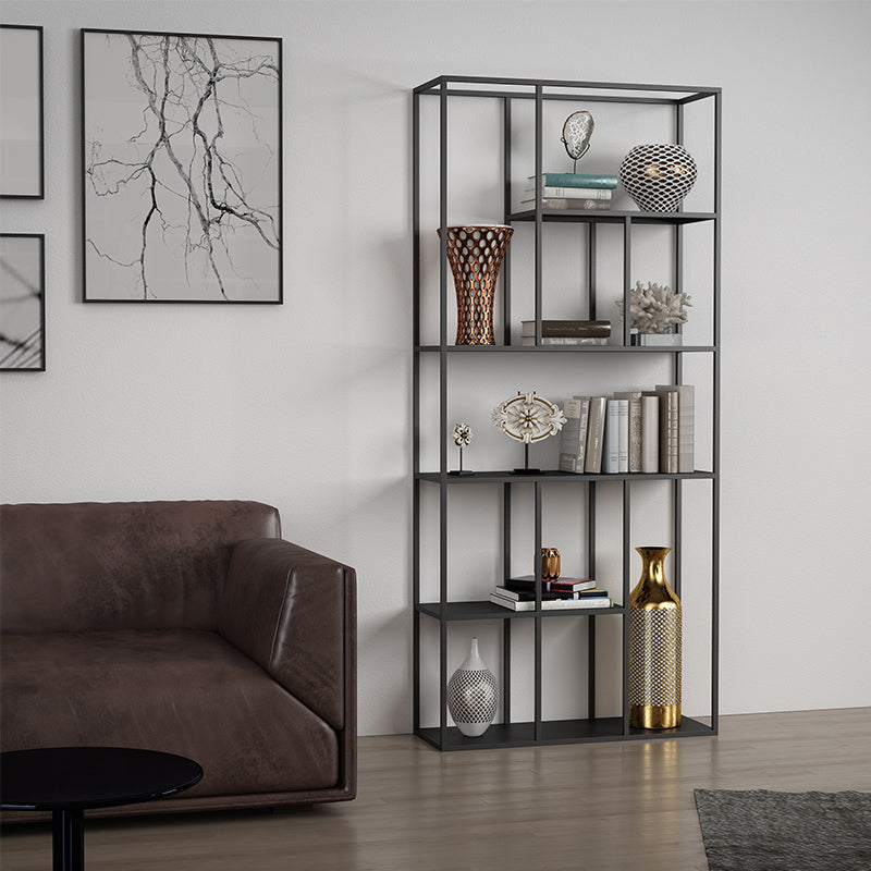 Metal Standard Bookcase Contemporary Style Open Back Bookshelf for Home Office