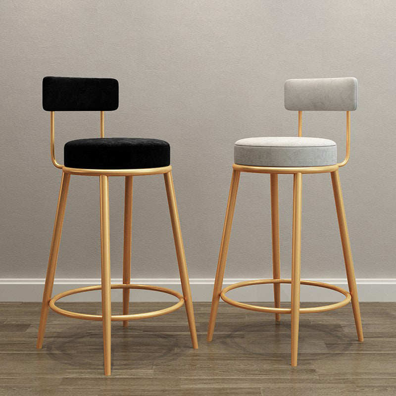 Nordic Style Bar-stool Round Counter Bar Stool with Metal Legs