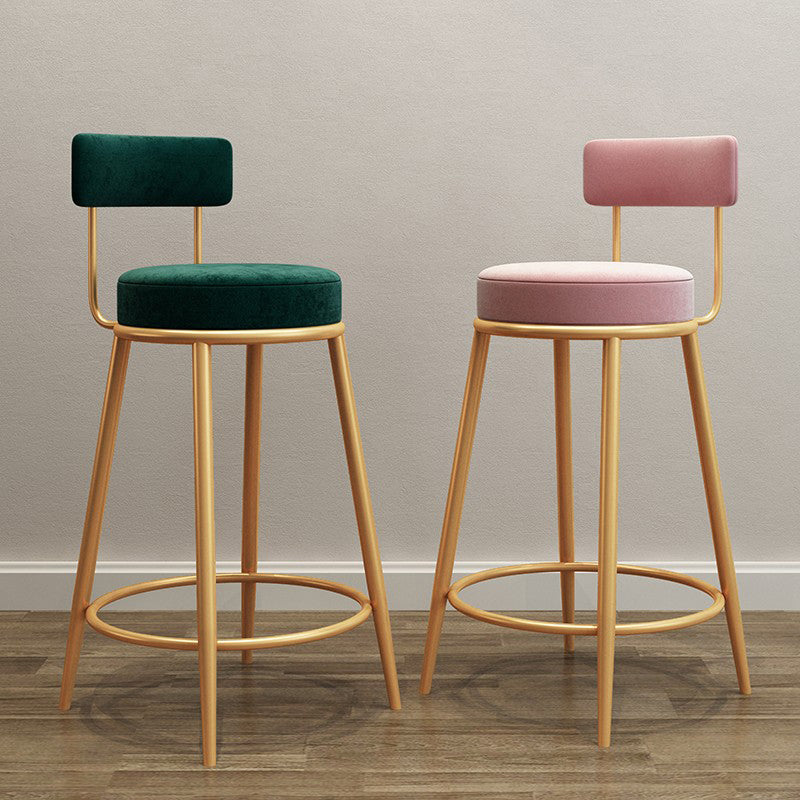 Nordic Style Bar-stool Round Counter Bar Stool with Metal Legs