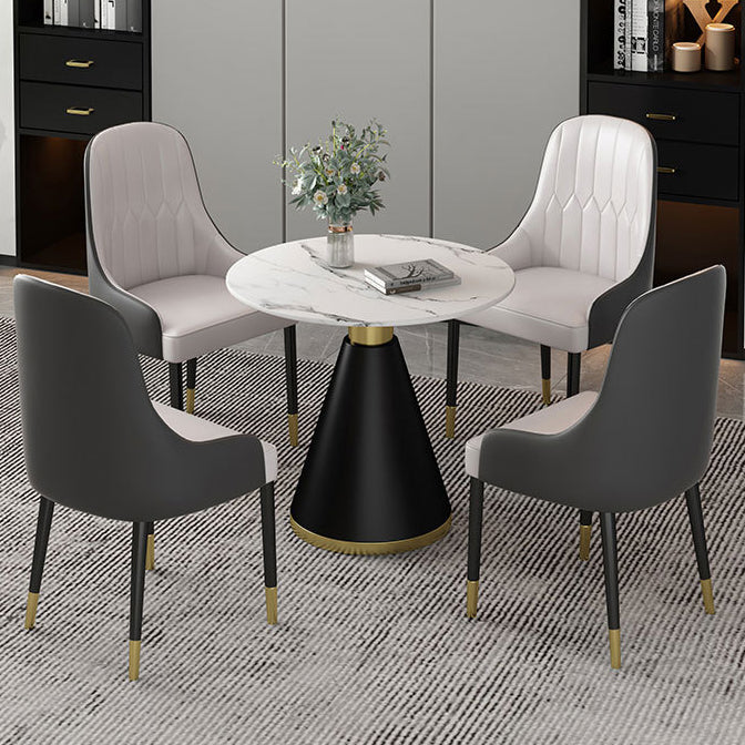 Glam Sintered Stone Dining Table Set Round 1/2/5 Pieces Dining Set