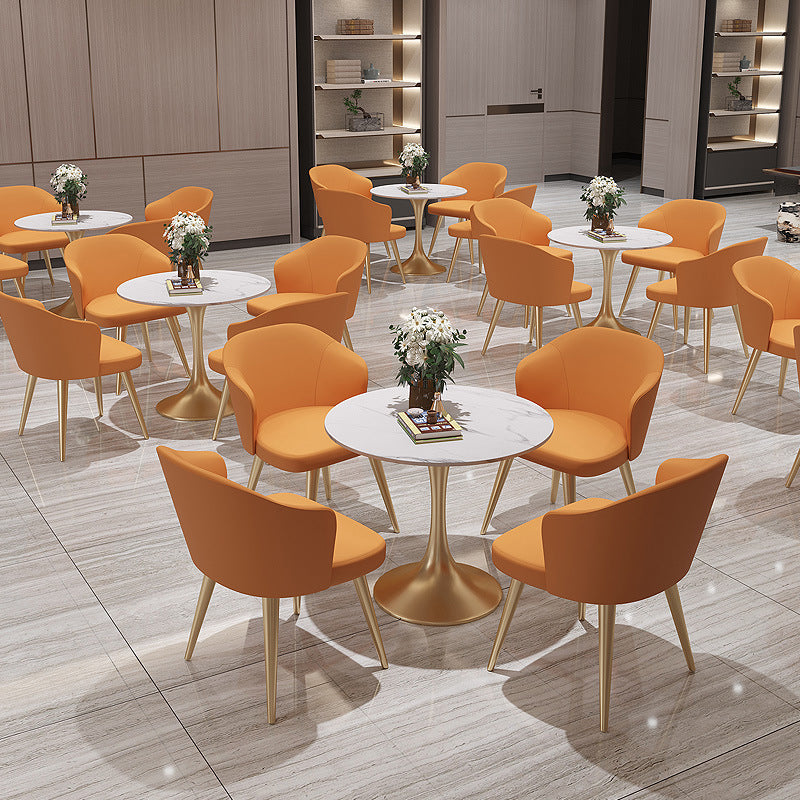 Glam Round Sintered Stone Dining Table Set 1/3/4/5 Pieces Dining Set
