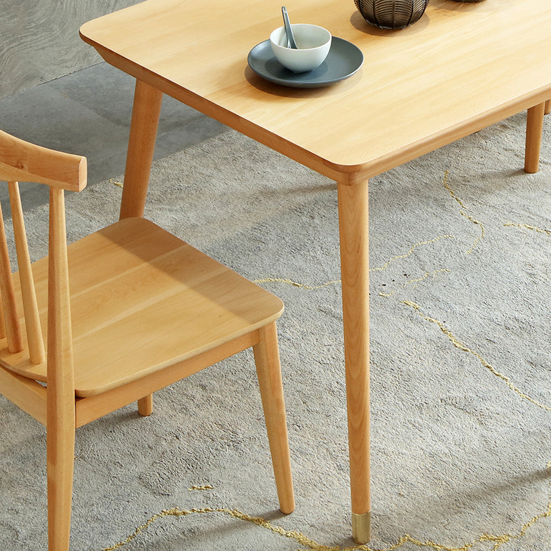 Rectangle Luxury Dining Table Wood Color Fixed Table with Beechwood Solid Wood