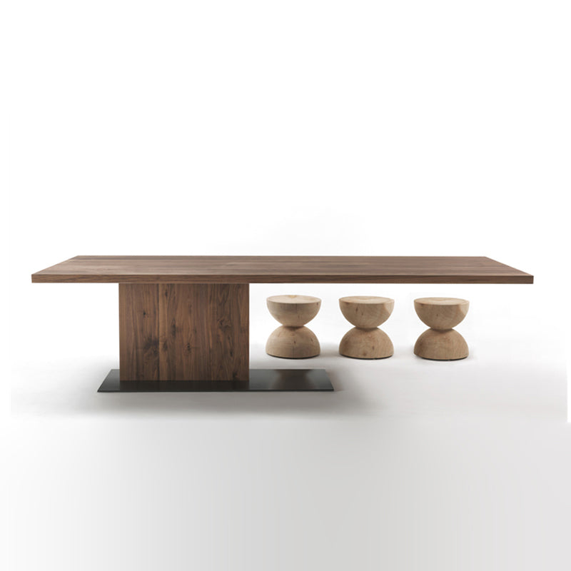 Contemporary Rectangl Dining Room Table Pine Wood Pedestal Table
