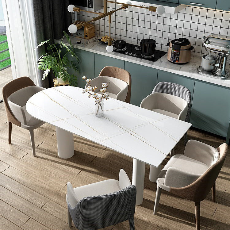 SinteredStone Home Dining Table Modern White Dining Room Table