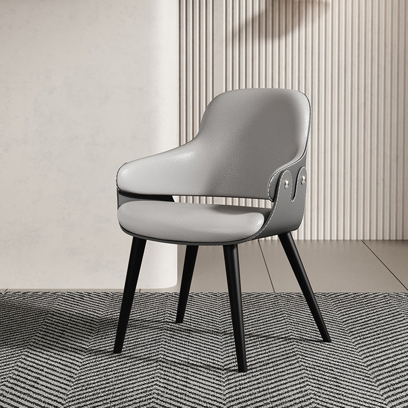Modern Dining Room Side Chairs Faux Leather Arm Open Back Chair for Kitchen