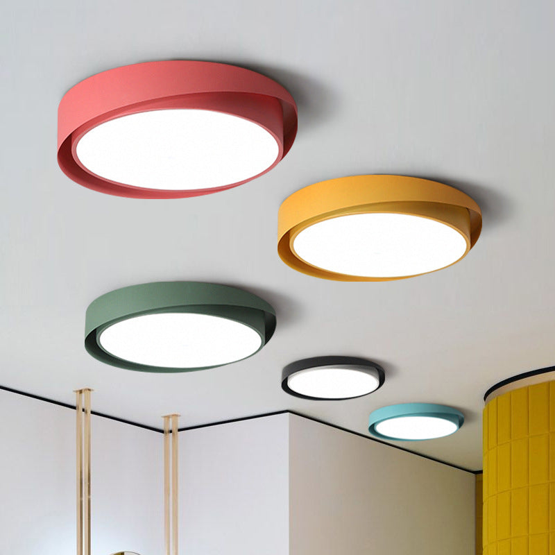 Minimalist Colorful Ceiling Lamp Fixture Contemporary Metal LED Ceiling Mount Light