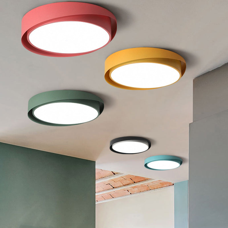 Minimalist Colorful Ceiling Lamp Fixture Contemporary Metal LED Ceiling Mount Light