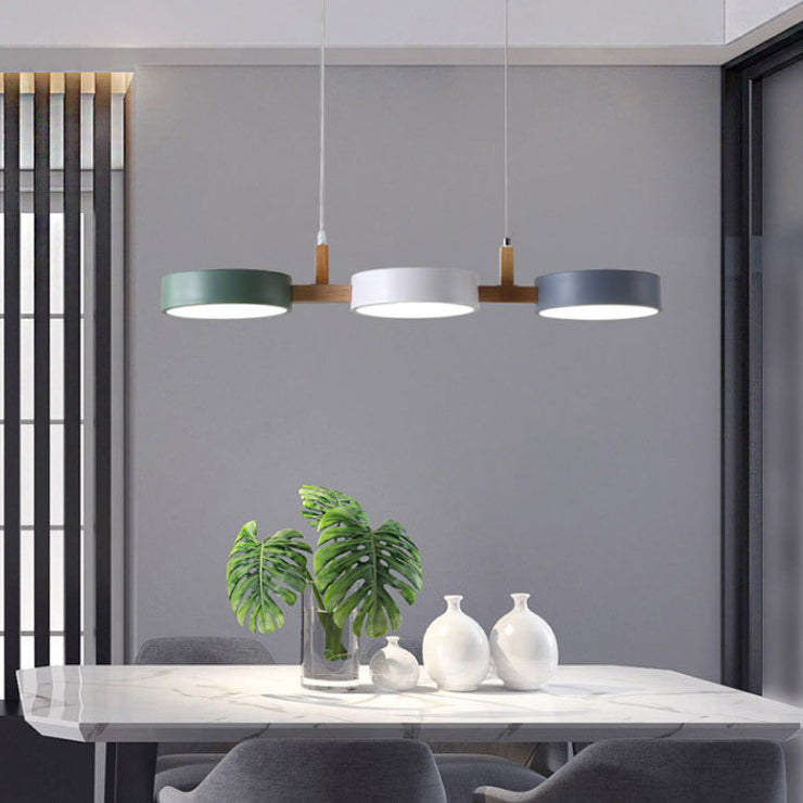 Macaron Style Island Light Round Shape 3-Light Hanging Pendant Light for Dining Room
