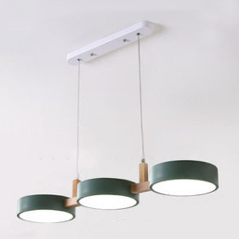 Macaron Style Island Light Round Shape 3-Light Hanging Pendant Light for Dining Room