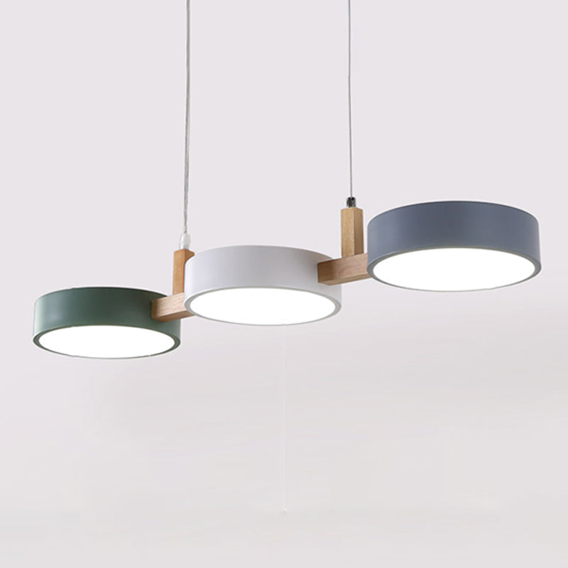 Macaron Style Island Light Round Shape 3-Light Hanging Pendant Light for Dining Room