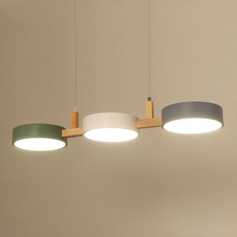 Macaron Style Island Light Round Shape 3-Light Hanging Pendant Light for Dining Room