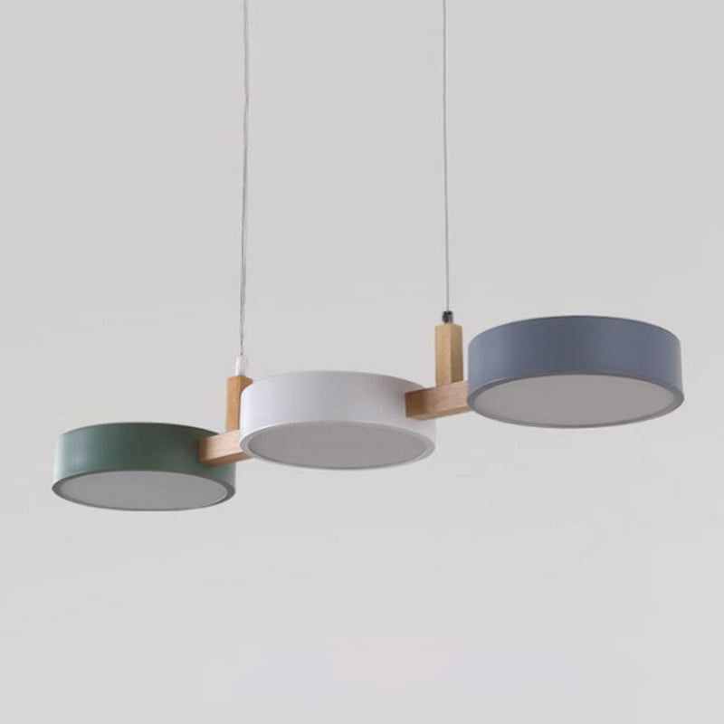 Macaron Style Island Light Round Shape 3-Light Hanging Pendant Light for Dining Room