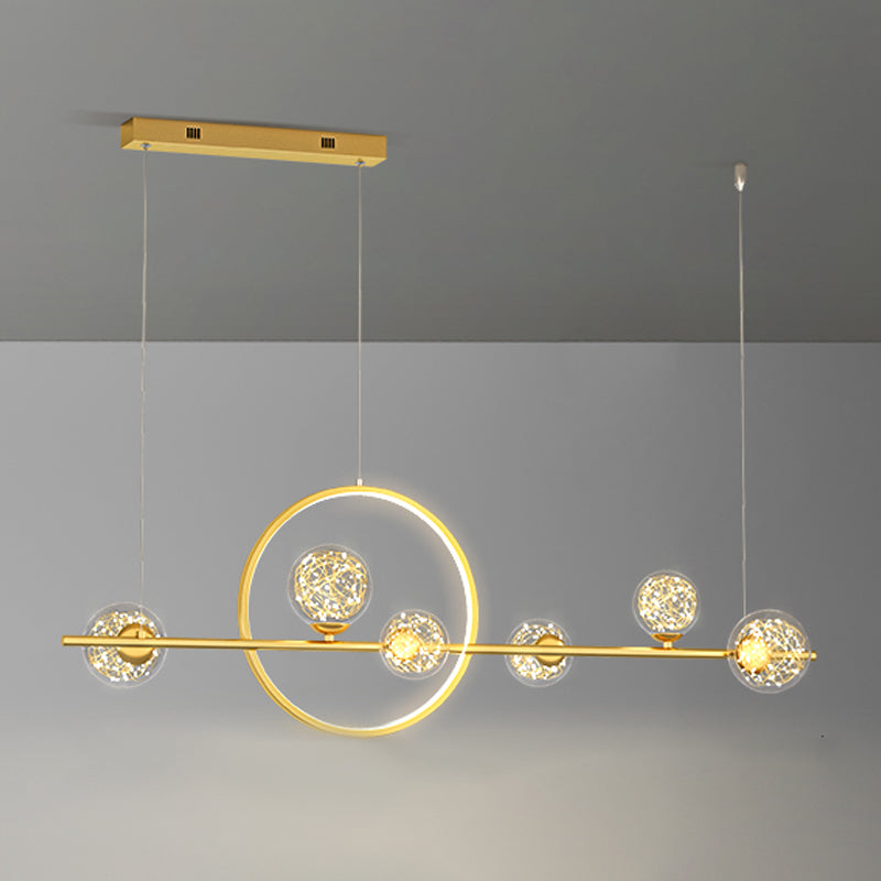 Spherical Shape Island Pendants Contemporary Metal 7 Light Light Hanging Lights