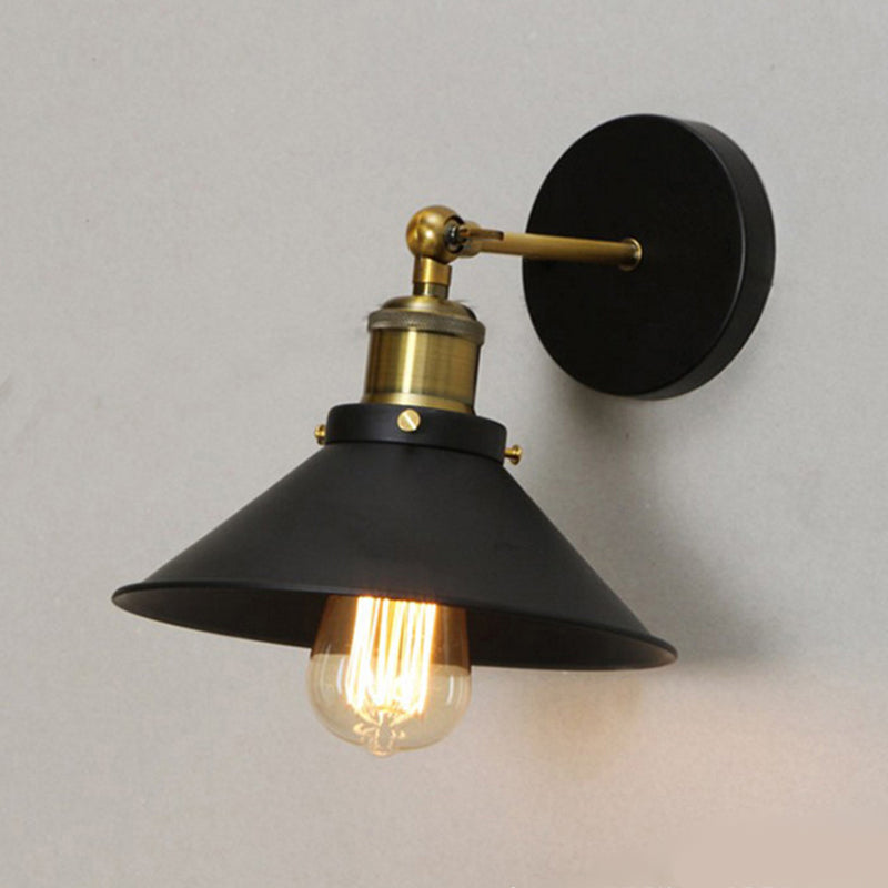 Metal Geometric Wall Sconce Lighting Industrial Style 1 Light Wall Lamps in Black