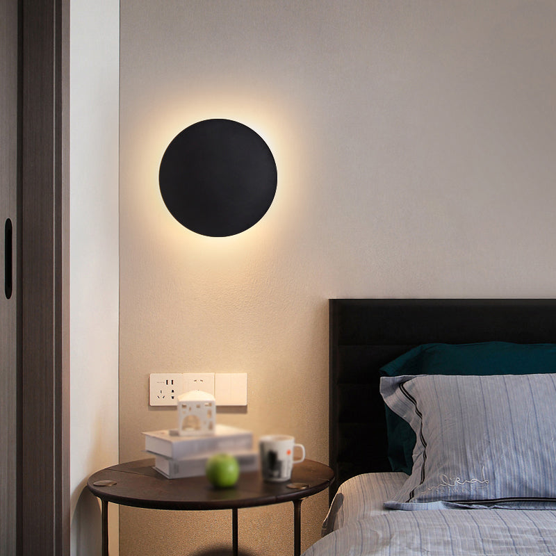 Round Shape Metal Wall Light Modern Style 1 Light Wall Mounted Light Fixture