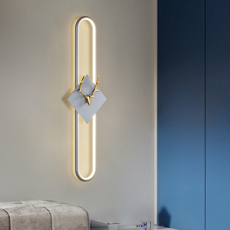Oval Shape Metal Wall Light Modern Style 1 Light Wall Mounted Light Fixture