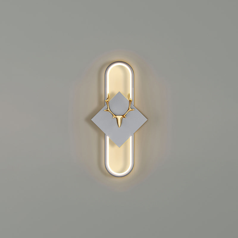 Oval Shape Metal Wall Light Modern Style 1 Light Wall Mounted Light Fixture