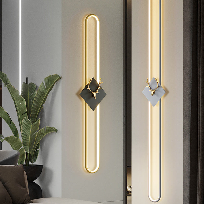Oval Shape Metal Wall Light Modern Style 1 Light Wall Mounted Light Fixture