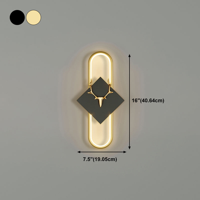 Oval Shape Metal Wall Light Modern Style 1 Light Wall Mounted Light Fixture