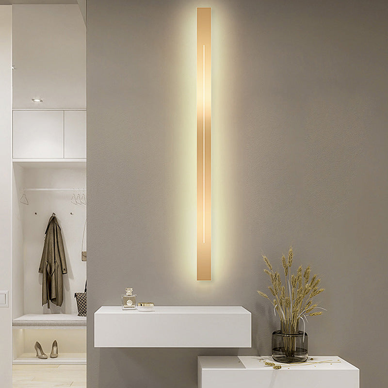 Metal Linear Shape Wall Mount Lighting Modern 1 Light Wall Mounted Light Fixture in Gold