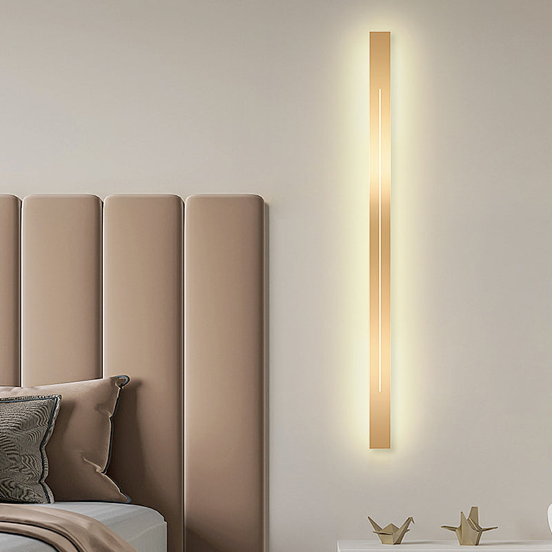 Metal Linear Shape Wall Mount Lighting Modern 1 Light Wall Mounted Light Fixture in Gold