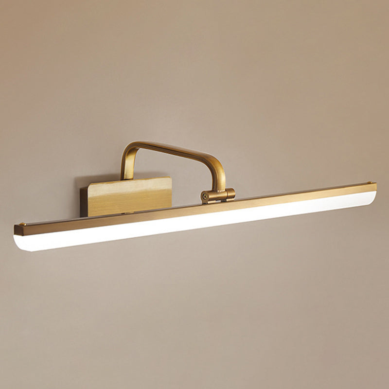 Metal Linear Shape Mirror Wall Light Modern 1 Light Mirror Wall Mount Fixture in Brass