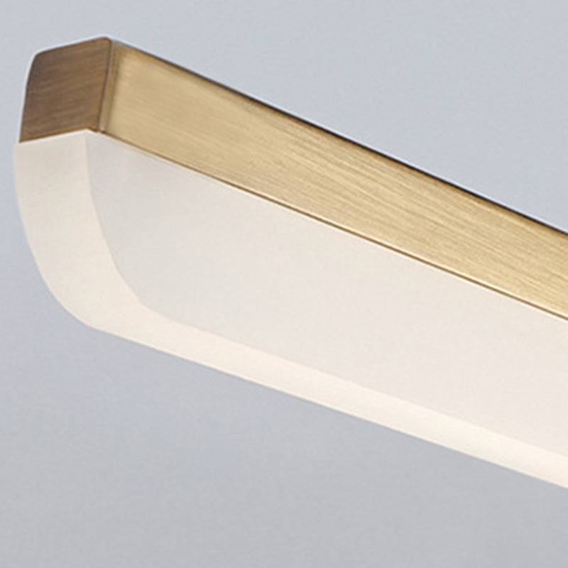 Metal Linear Shape Mirror Wall Light Modern 1 Light Mirror Wall Mount Fixture in Brass