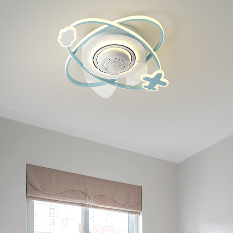 Metal Ceiling Fan Lighting Modern Style 5 Light Ceiling Fan Lamp for Bedroom