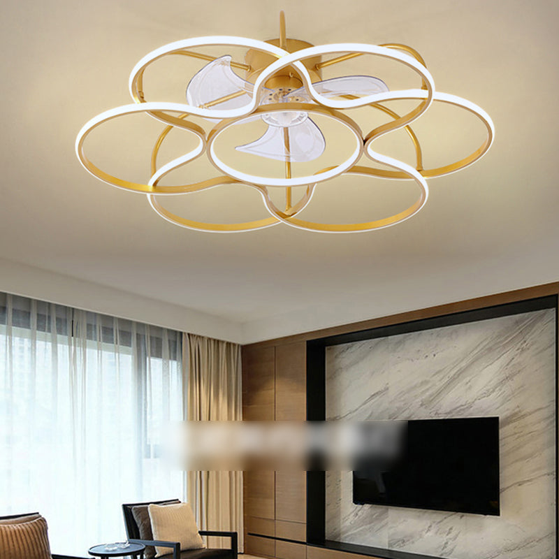 Simplicity Ceiling Fan Light Metal LED Ceiling Flush Mount for Living Room