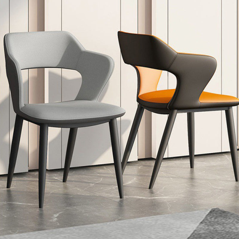 Metal Modern Indoor Side Chair with Arms Matte Finish Open Back Dining Chair