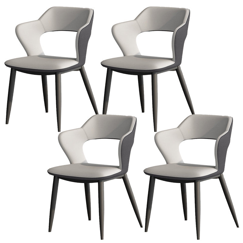Metal Modern Indoor Side Chair with Arms Matte Finish Open Back Dining Chair