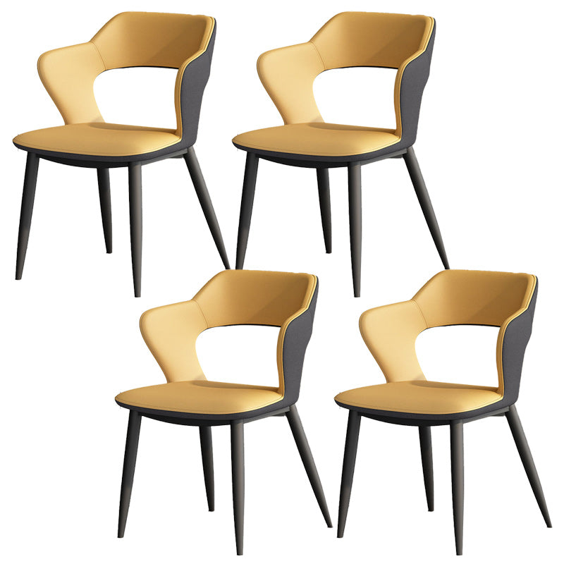 Metal Modern Indoor Side Chair with Arms Matte Finish Open Back Dining Chair