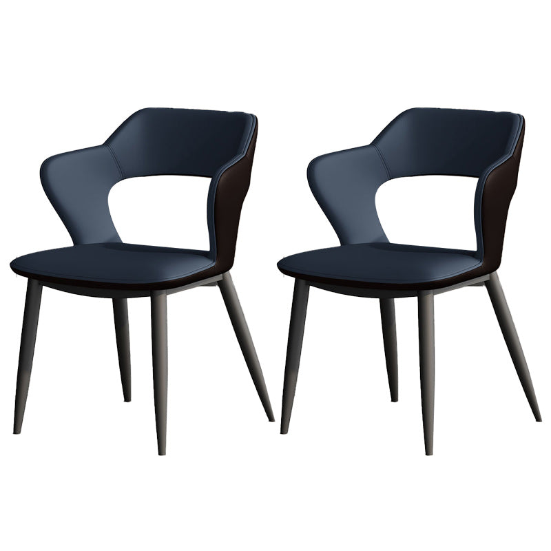 Metal Modern Indoor Side Chair with Arms Matte Finish Open Back Dining Chair