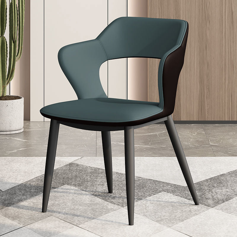 Metal Modern Indoor Side Chair with Arms Matte Finish Open Back Dining Chair