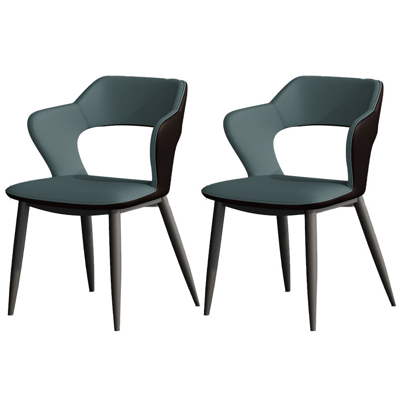 Metal Modern Indoor Side Chair with Arms Matte Finish Open Back Dining Chair