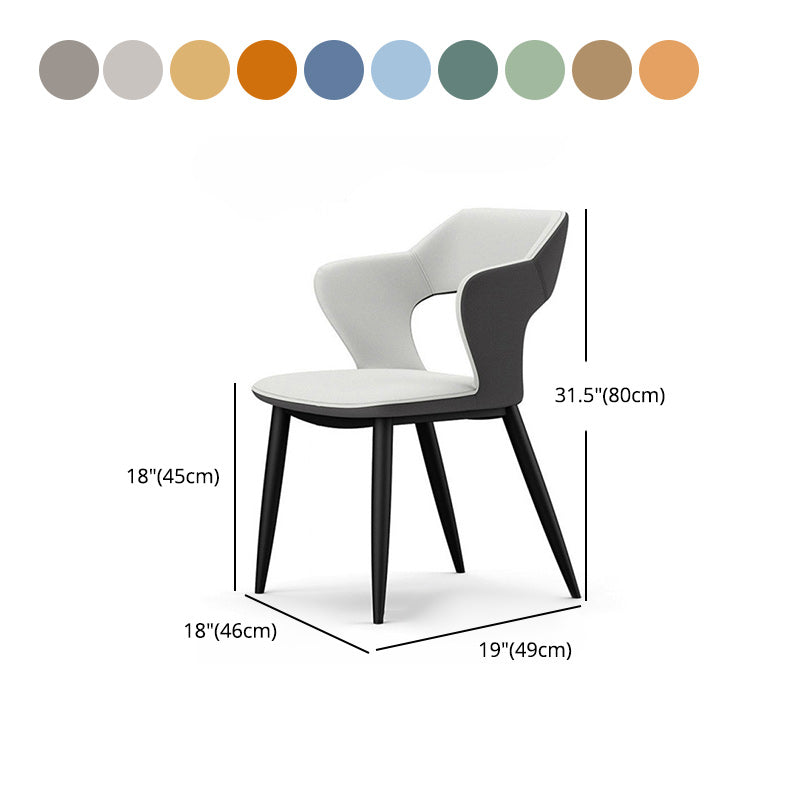 Metal Modern Indoor Side Chair with Arms Matte Finish Open Back Dining Chair