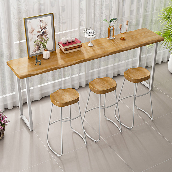 Modern Rectangle Solid Wood Bar Table Set 1/4 Pieces Counter Table with Backless Stools