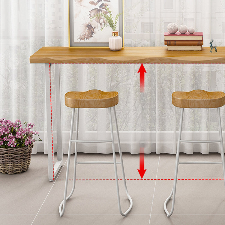 Modern Rectangle Solid Wood Bar Table Set 1/4 Pieces Counter Table with Backless Stools