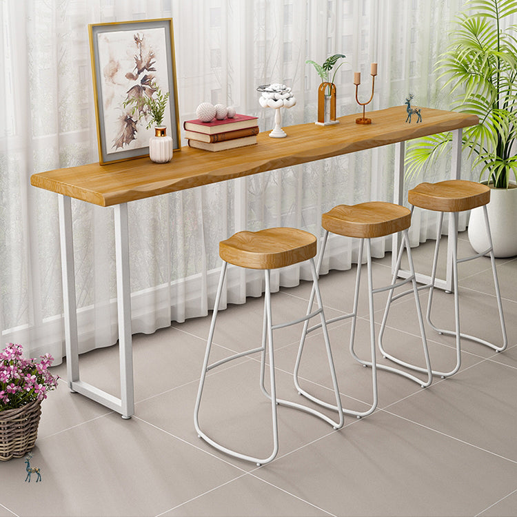 Modern Rectangle Solid Wood Bar Table Set 1/4 Pieces Counter Table with Backless Stools