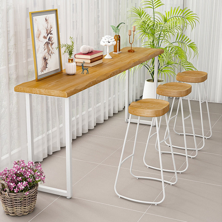 Modern Rectangle Solid Wood Bar Table Set 1/4 Pieces Counter Table with Backless Stools