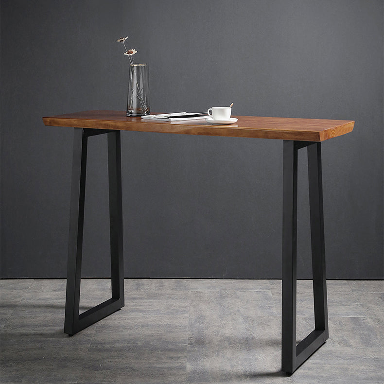 1/2/3 Pieces Industrial Iron Bar Table Set Rectangle Bistro Set with Pine Wood Top