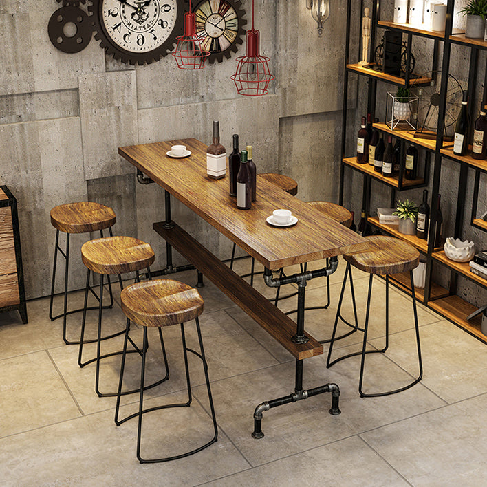 Industrial Rectangle Pub Table Set 1/2/4/7 Pieces Wooden Counter Table with Stools
