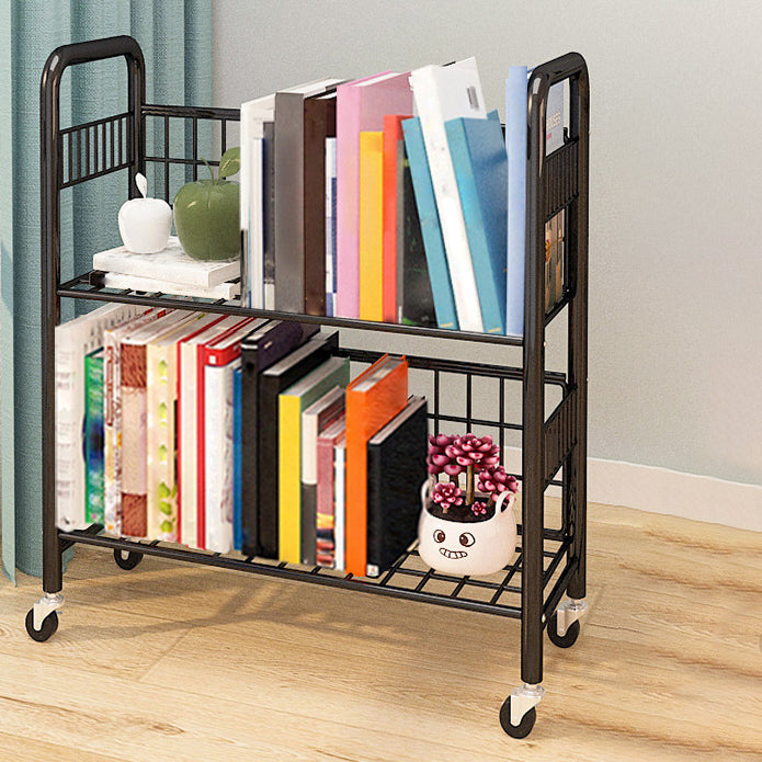 Contemporary Style Metal Bookcase Wheel Bookshelf for Office
